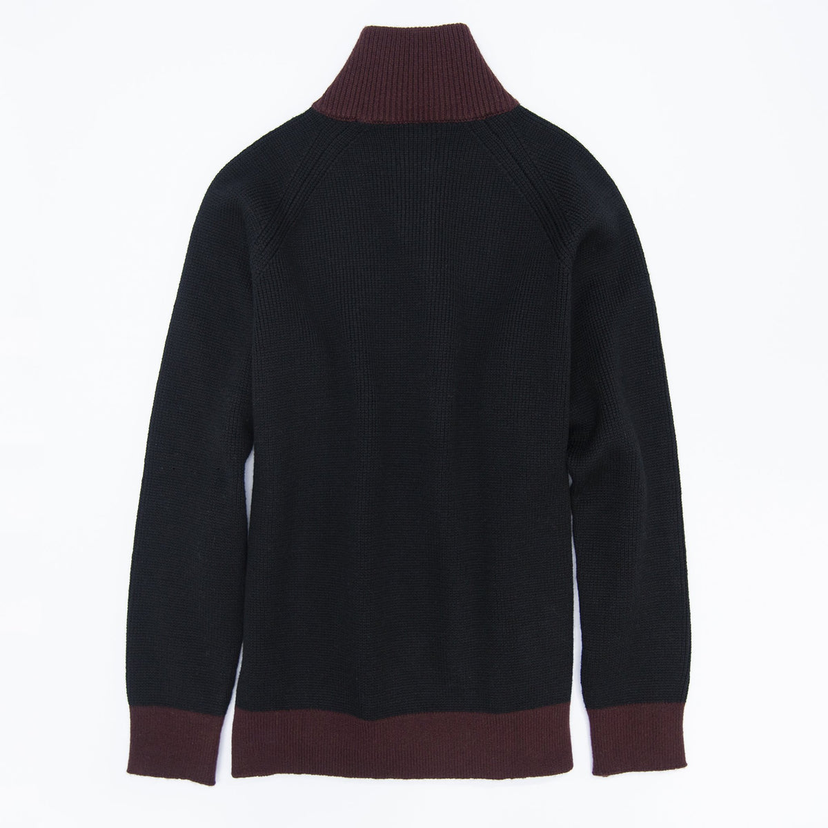 1/4-Zip 3-Ply Sweater - Black / Dark Red knitwear Commonwealth Proper