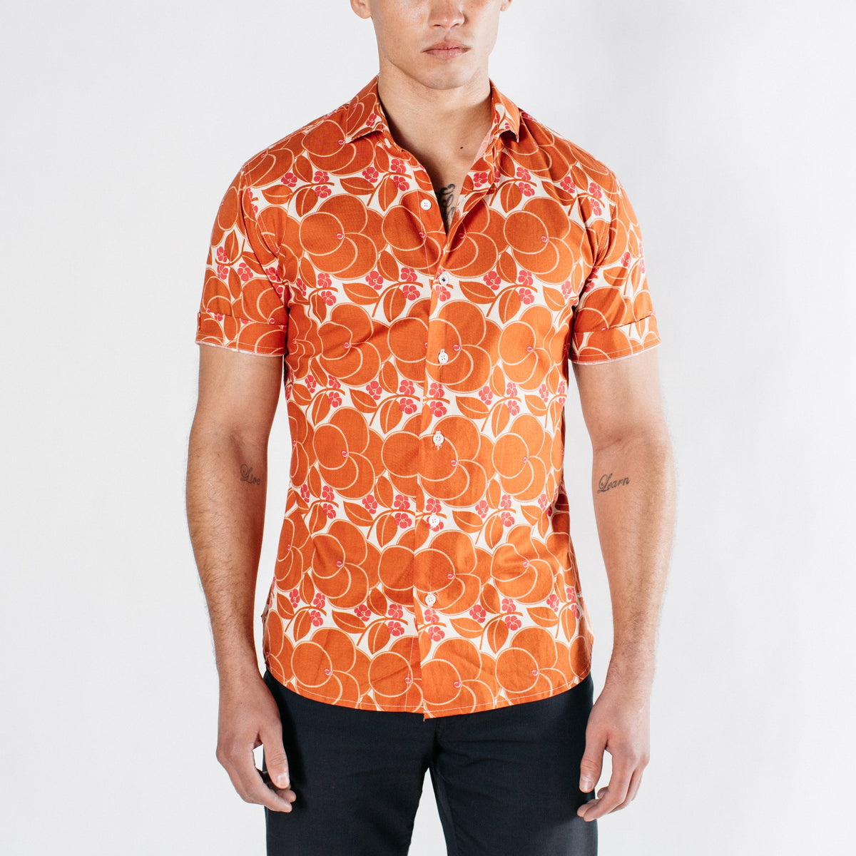 BBQ Shirt - Orange Floral Shirts Commonwealth Proper